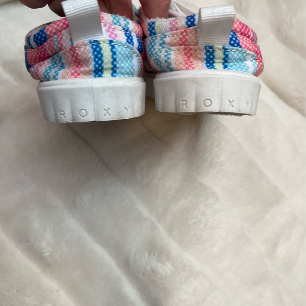 Roxy Sheilahh Toddler Girl 9 Pink Blue Stripe Spring Casual Cali Surfer Sneakers - Picture 7 of 9